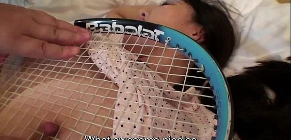  Uncensored Japanese milf affair with tennis racket Subtitled